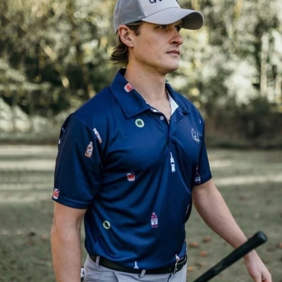 Gashouse Golf Transfusion Illusion Mixed Drinks Golf Polo Shirt Small Alcohol - Picture 1 of 7